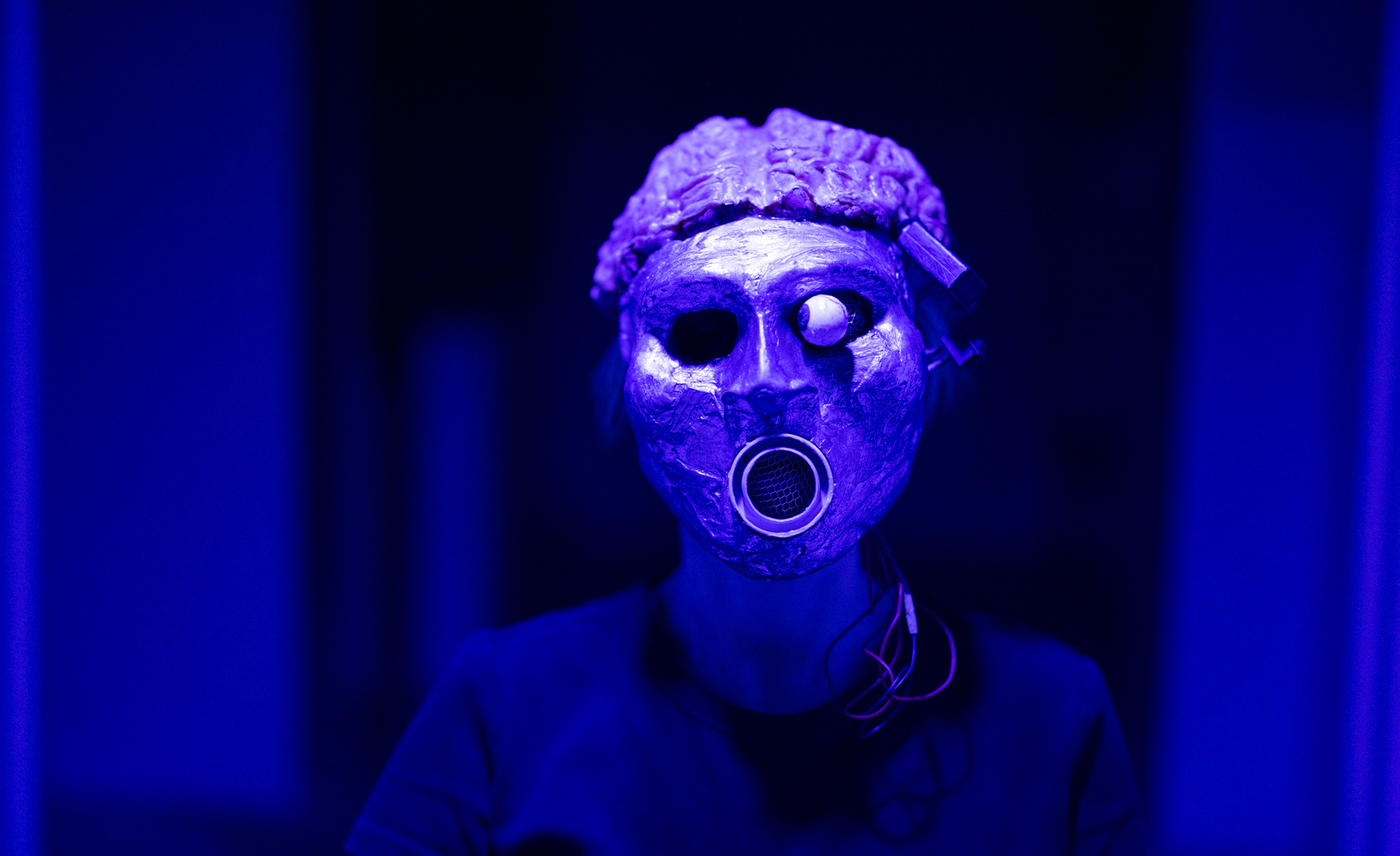 Cyborgism portrait under blue light
